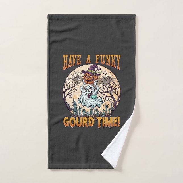Have Funky Gourd Time Ghost Pumpkin Graveyard Hand Towel (Hand Towel)