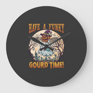 Have Funky Gourd Time Ghost Pumpkin Graveyard Large Clock