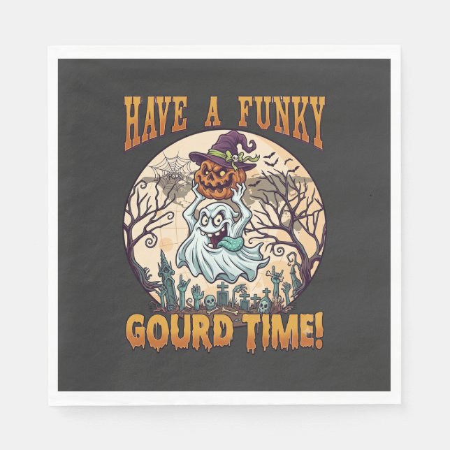 Have Funky Gourd Time Ghost Pumpkin Graveyard Napkin (Front)