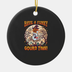 Have Funky Gourd Time Halloween Ghost Pumpkin_1 Ceramic Tree Decoration