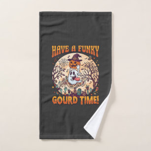 Have Funky Gourd Time Halloween Ghost Pumpkin_1 Hand Towel
