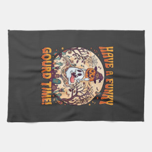 Have Funky Gourd Time Halloween Ghost Pumpkin_1 Tea Towel