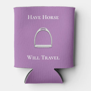 "Have Horse Will Travel" Equestrian Purple Can Cooler