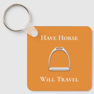 "Have Horse Will Travel" Stirrup Iron Orange Key Ring