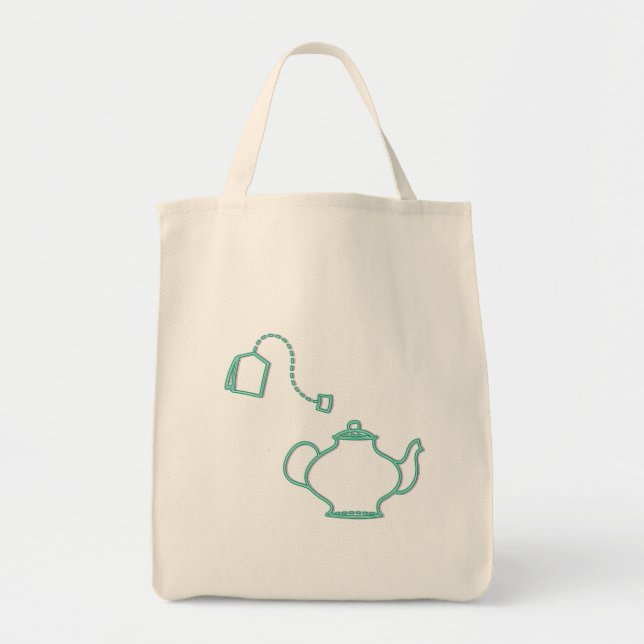 Have Some Tea with Me Pot and Teabag Tote Bag (Front)