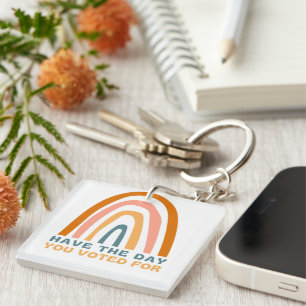 Have the Day You Voted For Colourful Pastel Rainbo Key Ring
