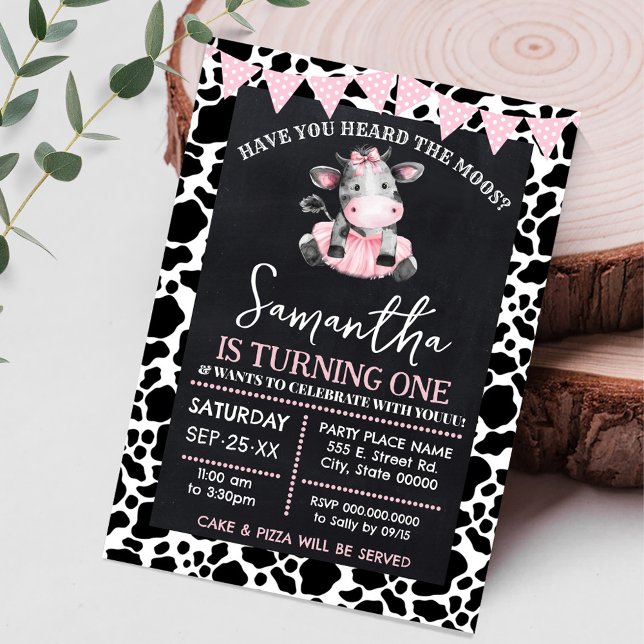 Have You Heard Moos Pink Cow Ballerina Birthday Invitation (Creator Uploaded)