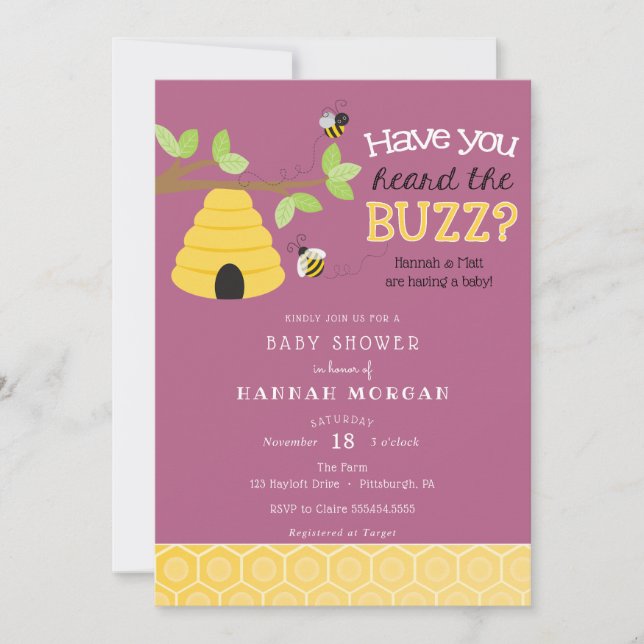 Have you Heard the Buzz? Bee Baby Shower Invitation (Front)