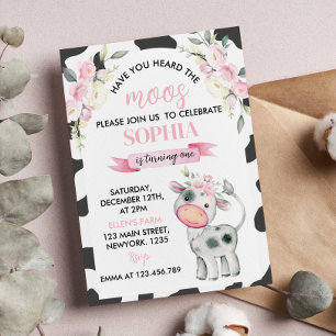 Have You Heard The Moos Cow 1st Birthday Invitation