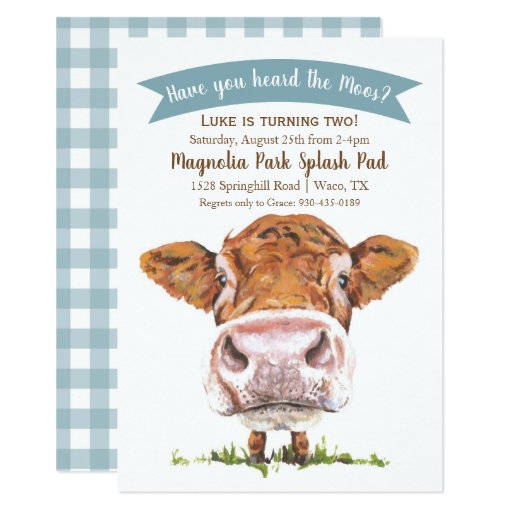 Image of Have You Heard The Moos Cow Birthday Invitation