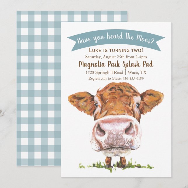 Have You Heard The Moos Cow Birthday Invitation (Front/Back)