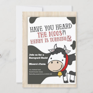  Have You Heard The Moos Cow Boy 2nd Birthday Invi Invitation