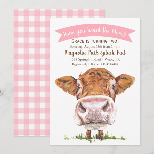 Have You Heard The Moos Cow Pink Invitation (Front/Back)