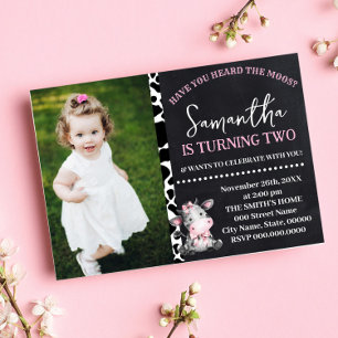 Have You Heard the Moos Pink Cow Birthday Invitation