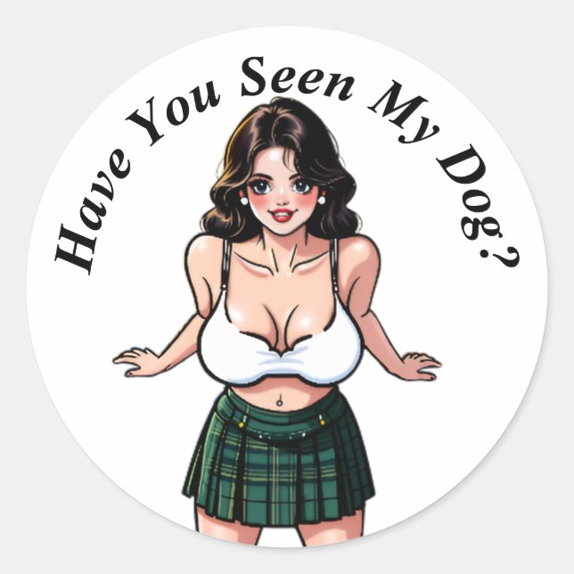 Have You seen My Dog? Cute Manga Classic Round Sticker (Front)