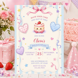 Have Your Cake and Eat it Two 2nd Birthday Invitation