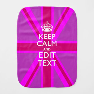 Have Your Keep Calm Text on Pink Union Jack Burp Cloth