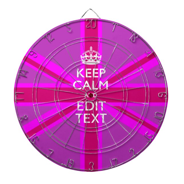 Have Your Keep Calm Text on Pink Union Jack Dartboard (Front)