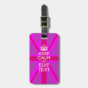 Have Your Keep Calm Text on Pink Union Jack Luggage Tag