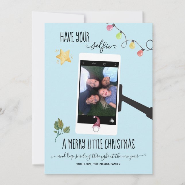 Have Your Selfie a Merry Little Christmas Photo Holiday Card (Front)