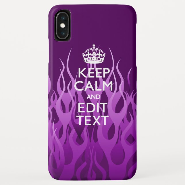 Have Your Text Keep Calm on Purple Racing Flames Case-Mate iPhone Case (Back)