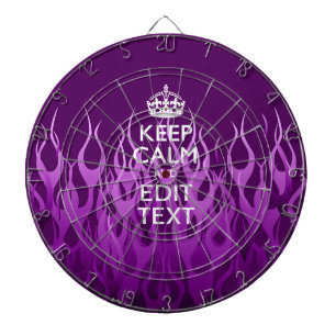 Have Your Text Keep Calm on Purple Racing Flames Dartboard