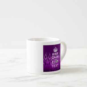 Have Your Text Keep Calm on Purple Racing Flames Espresso Cup