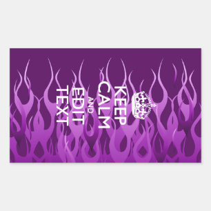 Have Your Text Keep Calm on Purple Racing Flames Rectangular Sticker