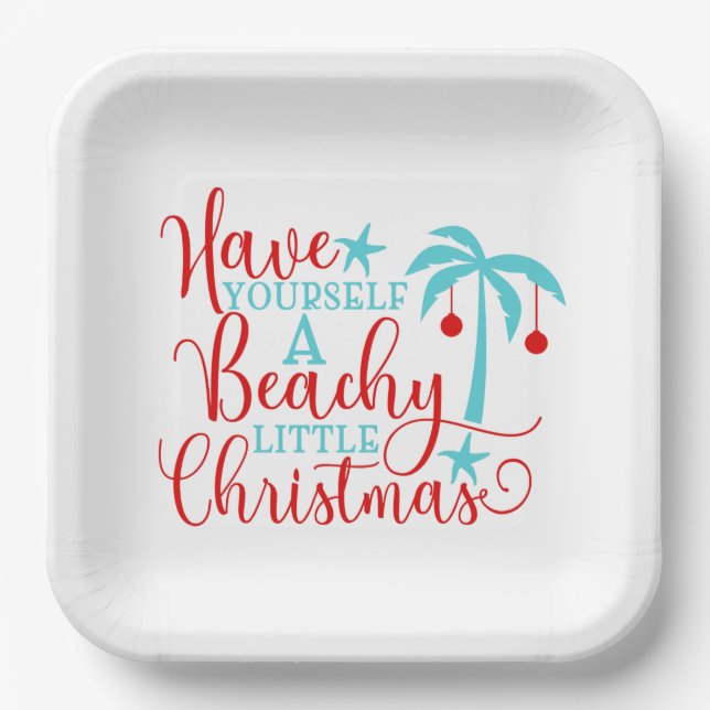 Have Yourself a Beachy Little Christmas Paper Plate (Front)
