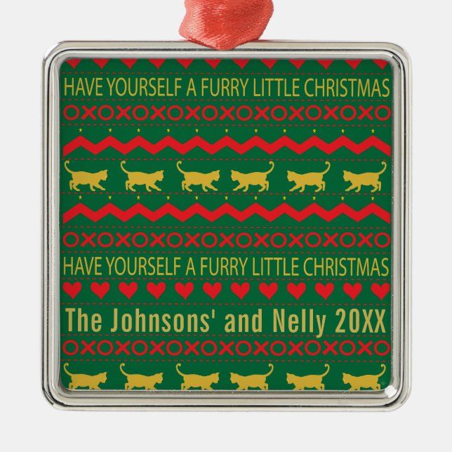 Have Yourself a Furry Little Christmas Cats Metal Tree Decoration (Front)