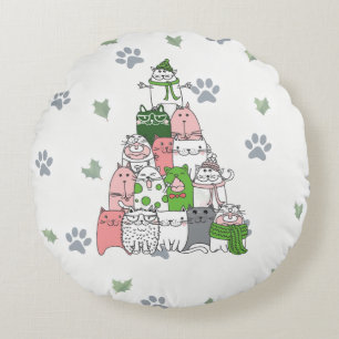 Have yourself a Furry Little Christmas! Round Cushion