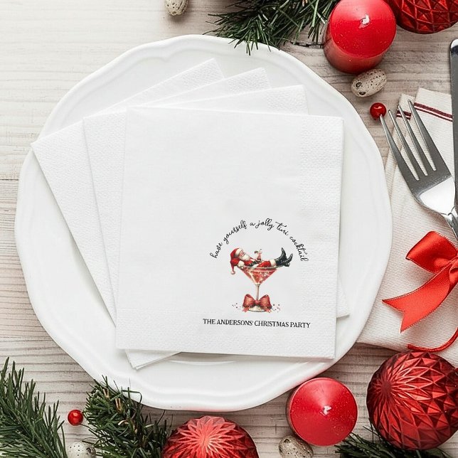 Have Yourself A Jolly Tini Cocktail Christmas  Napkin (Have Yourself A Jolly Tini Cocktail Christmas Napkins)