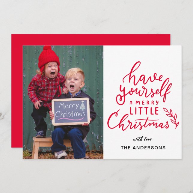 Have Yourself A Merry Christmas Family Photo  Holiday Card (Front/Back)