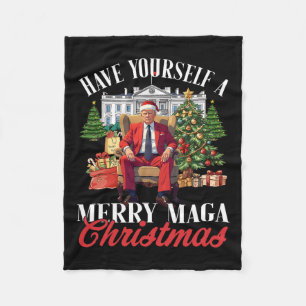 Have Yourself A Merry Christmas Santa Funny Trump Fleece Blanket