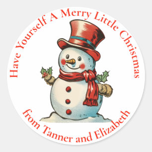 Have Yourself A Merry Christmas Snowman Holiday Classic Round Sticker