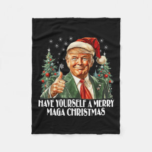 Have Yourself A Merry Christmas - Trump Xmas Pajam Fleece Blanket