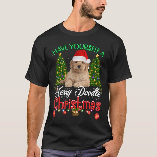 Have Yourself A Merry Doodle Christmas Goldendoodl T-Shirt (Front)