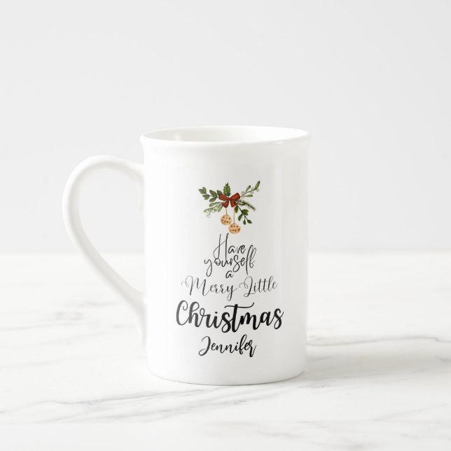 Have yourself a merry little christmas cute white bone china mug (Left)