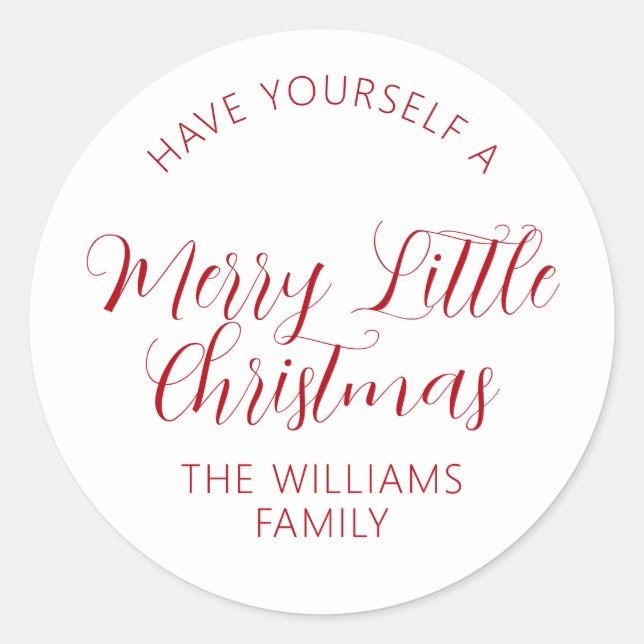 Have Yourself A Merry Little Christmas Family Name Classic Round Sticker (Front)