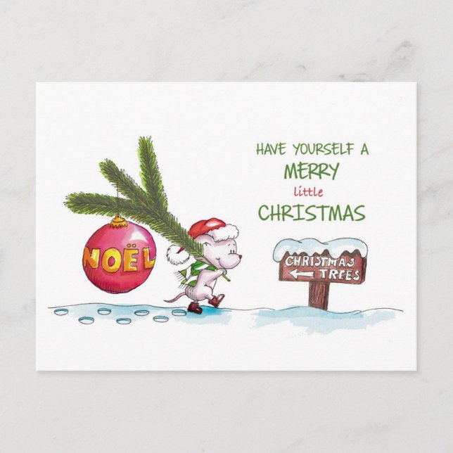 Have yourself a Merry little Christmas -Hand drawn Holiday Postcard (Front)