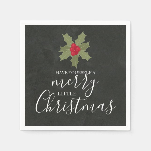 Have Yourself a Merry Little Christmas Holly Napkin (Front)