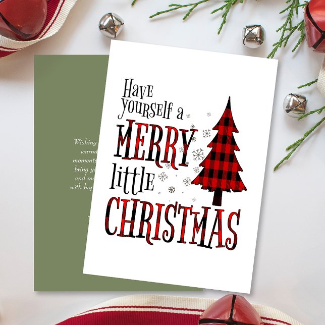 Have Yourself A Merry Little Christmas Plaid Tree Holiday Card (Celebrate the holidays with our charming plaid-style Christmas card, spreading warmth and joy to all)