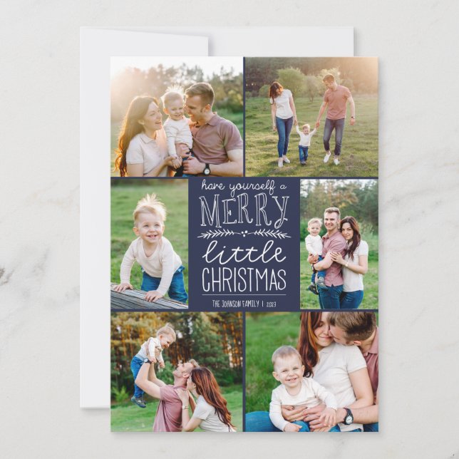 Have Yourself a Merry Little Christmas Six Picture Holiday Card (Front)