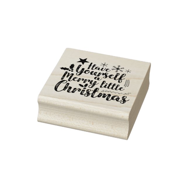 Have yourself a Merry Little Christmas typography Rubber Stamp (Stamp)