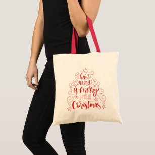 Have Yourself A Merry Little Christmas Typography Tote Bag