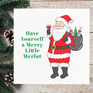 Have Yourself a Merry Little Merlot Santa Wine Napkin