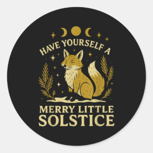 Have Yourself A Merry Little Solstice Fox Mystic  Classic Round Sticker