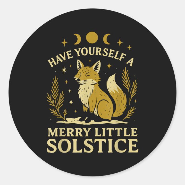 Have Yourself A Merry Little Solstice Fox Mystic  Classic Round Sticker (Front)