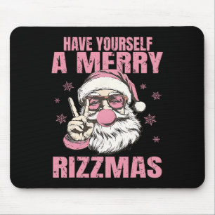 Have Yourself A Merry Rizzmas Funny Pink Santa Ret Mouse Mat