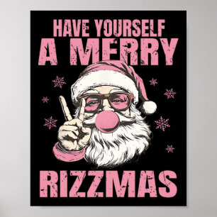 Have Yourself A Merry Rizzmas Funny Pink Santa Ret Poster